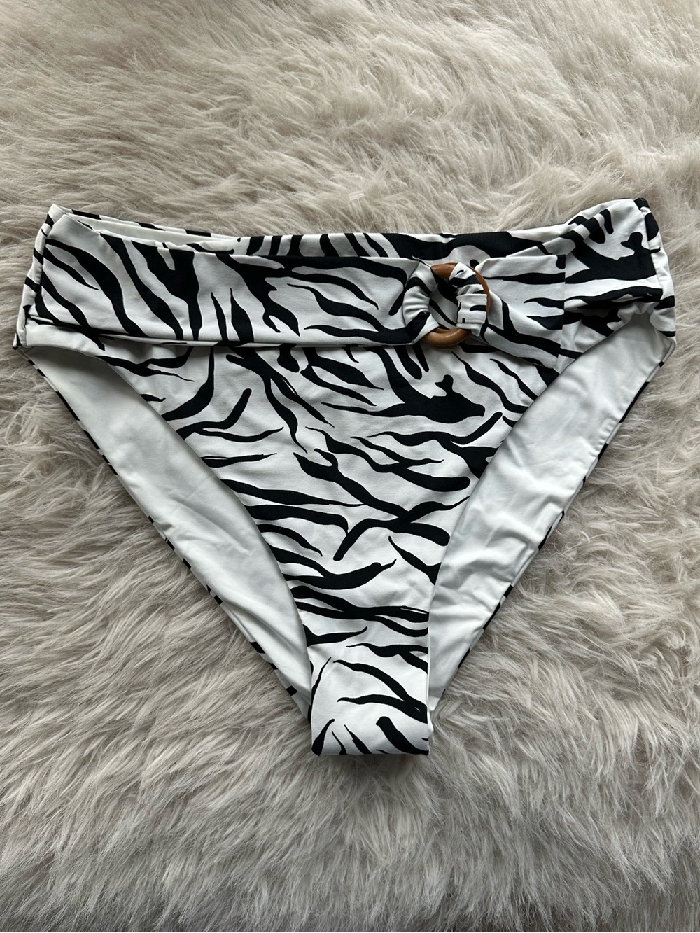 Women bikini bottom black and white Large